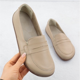 Women's Leather Loafers Barefoot Ekri Helios 433 beige 1