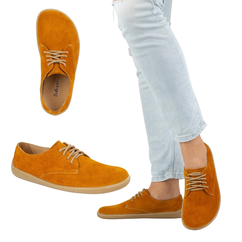 Olivier Kvinnors barfota minimalistiska sneakers 1288pol gul 2