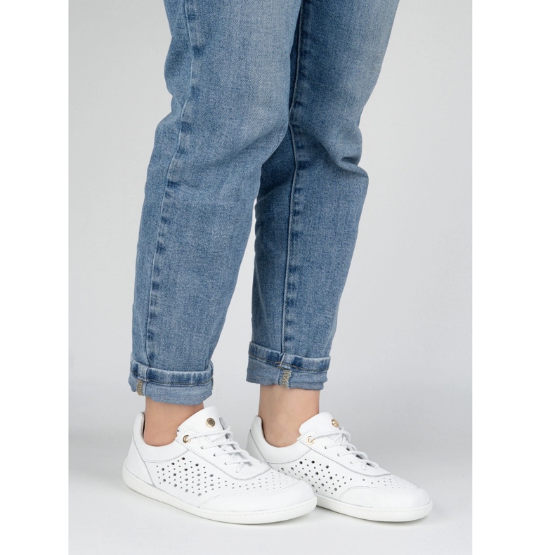 Olivier Barfota kvinnor minimalistiska sneakers 1769pol openwork vit 1