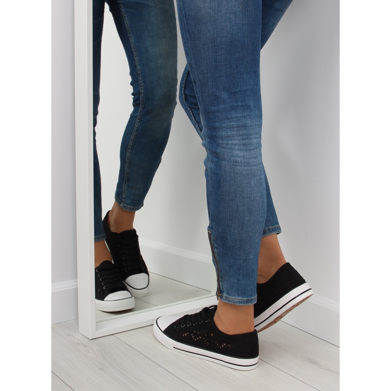 Svarta spetssneakers för kvinnor NB89P Svart 1