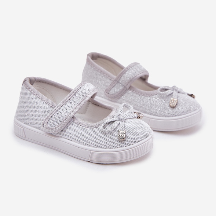 Barns ballerinor med en silverbåge silver- 1