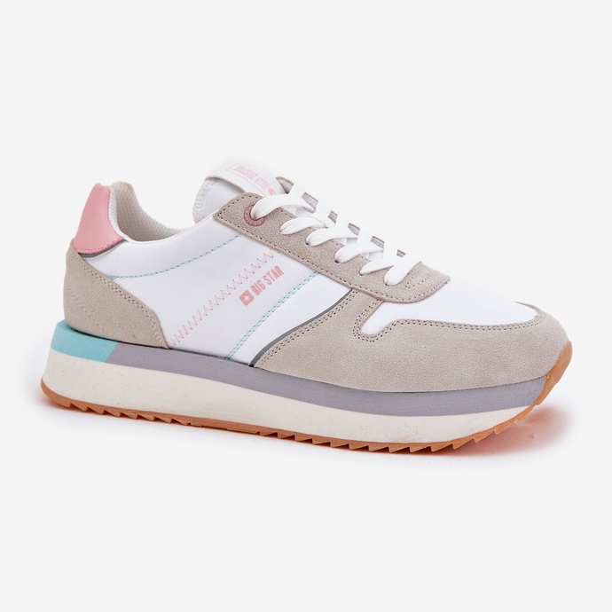 Kvinnors mocka sneakers Big Star RR274A047 Hi-Polish Beige-White System 1