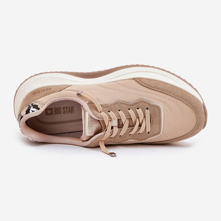Kvinnors mocka sneakers på Big Star RR274A345 Hi-Poly Dark-Line Platform beige 2