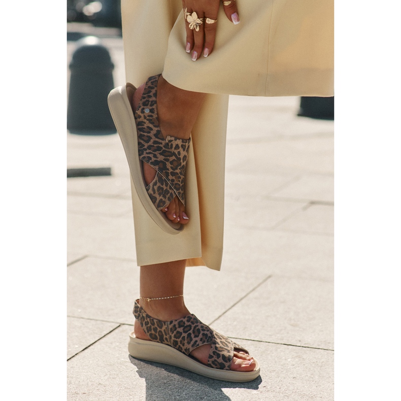 ZAZOO 40392 LÄDER SANDALS KVINNS BROWN LEOPARDPRINT beige 2