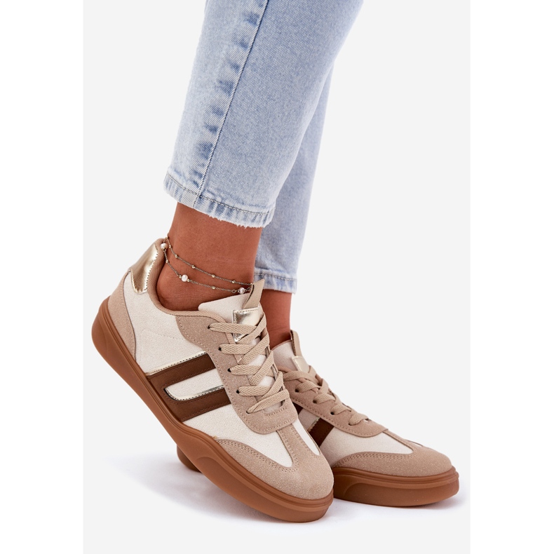 Kvinnors sneakers med Eco Suede Beige 1