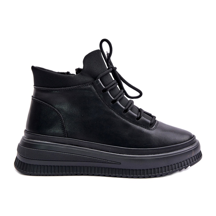 Lätta sportskor i läder på Artiker Platform 55C1041 Svart 4