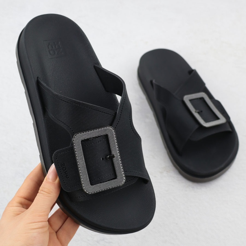 Zaxy Kvinnors strandpool flip flops med svarta klämmor RR285078 1