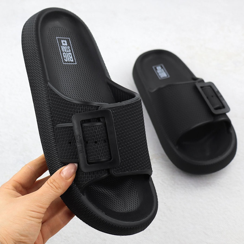 Big Star Kvinnors sport flip flops på en tjock sula svart stor stjärna RR274A571 1