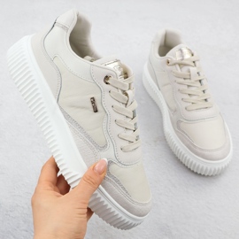 Kvinnors läder sneakers beige evento 8240 1