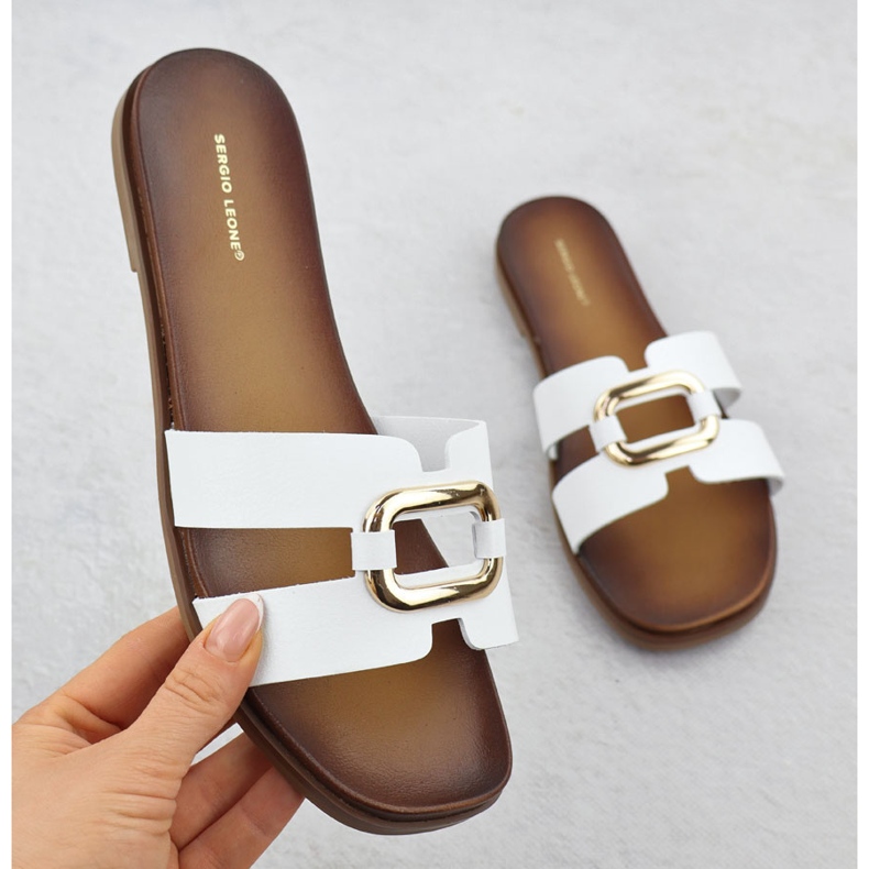 Kvinnors flip flops med vita Sergio Leone SK077H 1