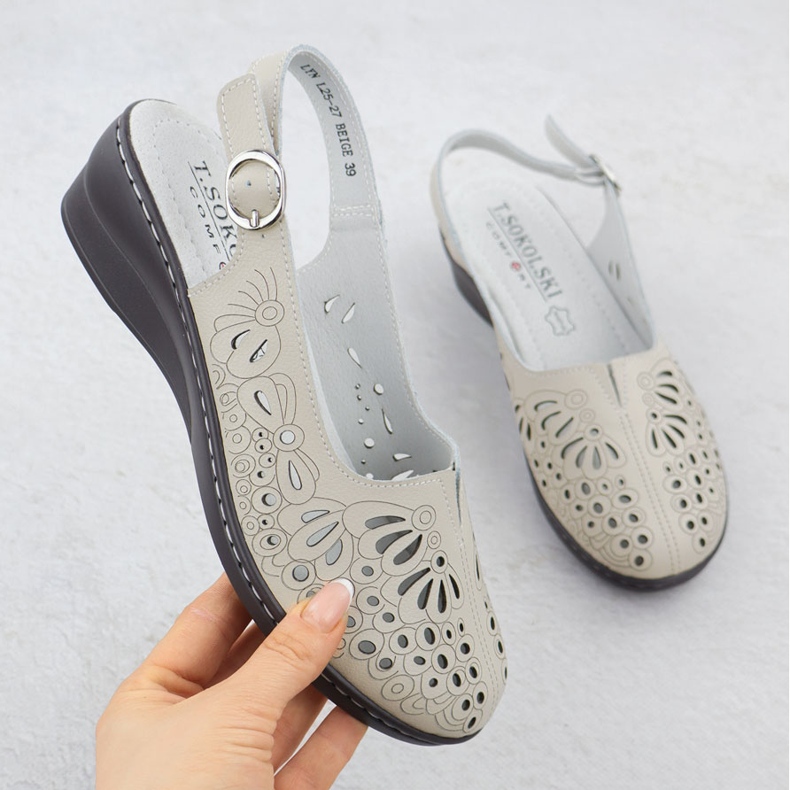 OpenWork kvinnors lädersandaler för Beige T.Sokolski L25-27 1