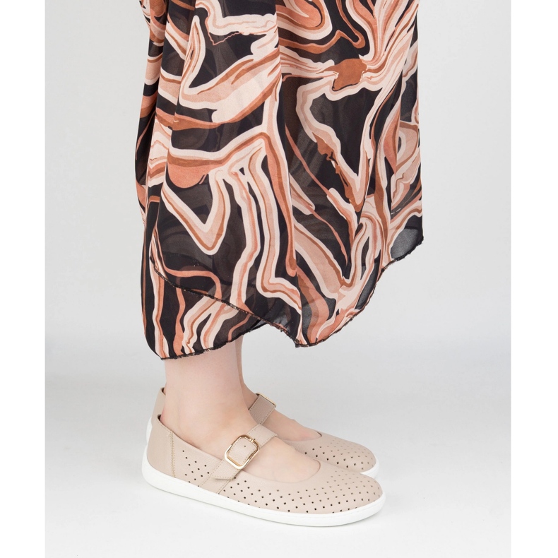 Barfota kvinnors ballerinas olivier 1770pol läderskor med beige spänne 2