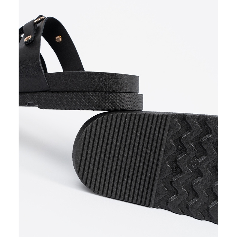 Seastar Svarta kvinnors tofflor dekorerade med tre ränder med strass 2