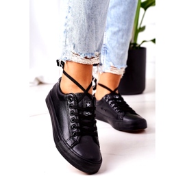 NEWS Kvinnors Eco-Leather Black Sneakers svart 2
