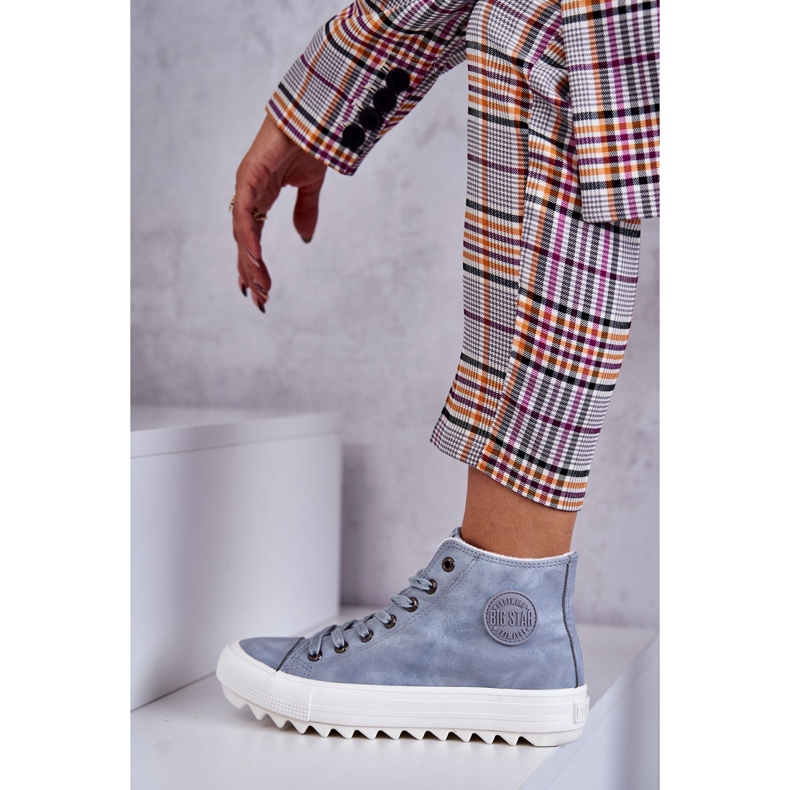 Kvinnors isolerade Big Star EE274115 ljusblå sneakers 4