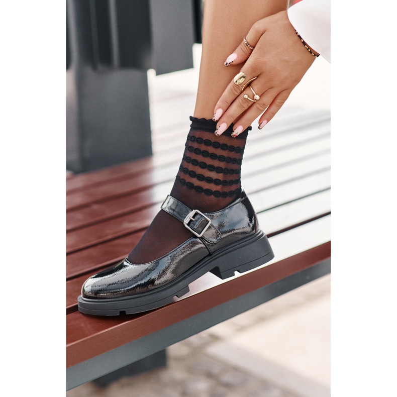 Lackerade kvinnors skor med svart Vinceza 62179 -bälte 4