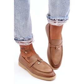 Beige lädermockasiner för kvinnor 4