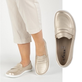 Olivier Barfota eleganta kvinnors minimalistiska läder loafers 1280 zlotys gyllene 1