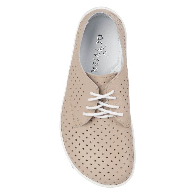 Olivier Kvinnors barfota minimalistiska sneakers 1288pol beige med vit 2