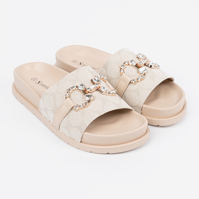Seastar Lätt beige flip -flops med dekoration 1