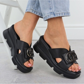 Kvinnors tofflor på kilar Black Vinceza 58464 svart 1