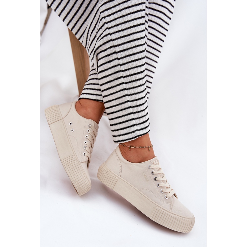 Kvinnors material sneakers Big Star RR274407 Beige 1