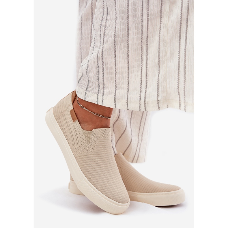 Kvinnors slip-on Big Star RR274721 Beige Sneakers 1