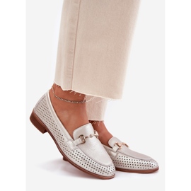 S.Barski Kvinnors läderloafers med plattklackad prydnad S. Barski LR51-594 Silver 1