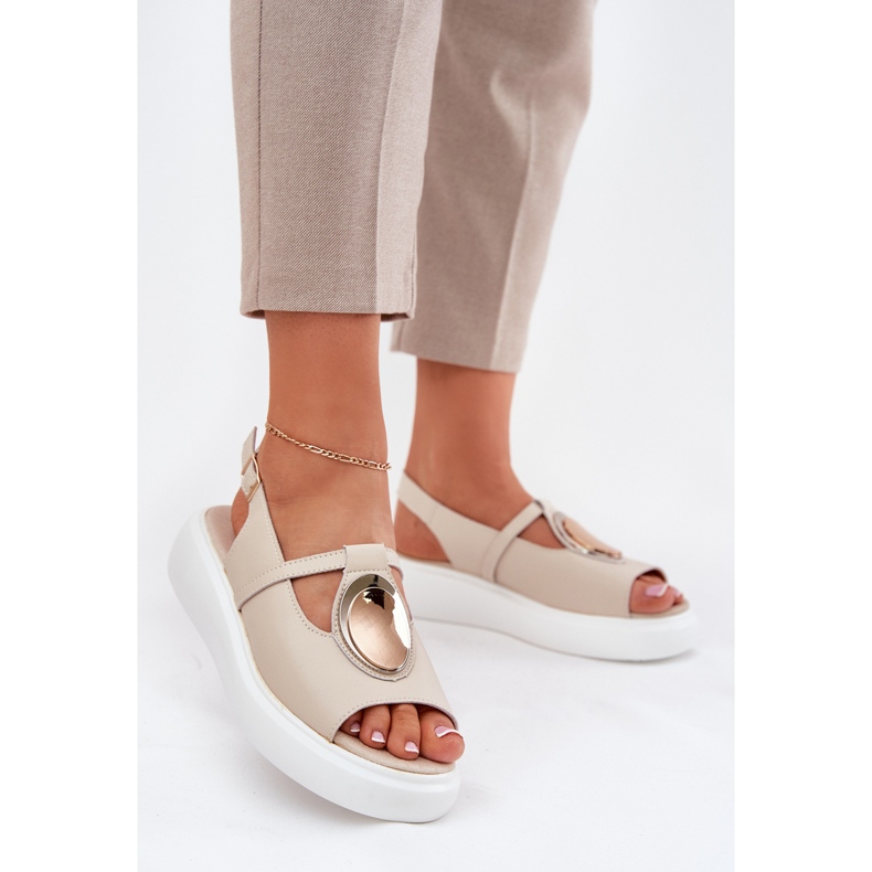 Läder eleganta kvinnosandaler s.barski gr51-603 beige 2