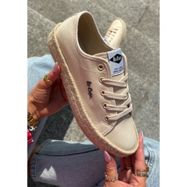 Kvinnors sneakers med Lee Cooper LCW-25-44-3215 flätan beige 1
