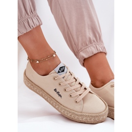 Kvinnors sneakers med Lee Cooper LCW-25-44-3215 flätan beige 3