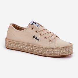 Kvinnors sneakers med Lee Cooper LCW-25-44-3215 flätan beige 6
