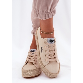 Kvinnors sneakers med Lee Cooper LCW-25-44-3215 flätan beige 2