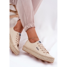 Kvinnors sneakers med Lee Cooper LCW-25-44-3215 flätan beige 4
