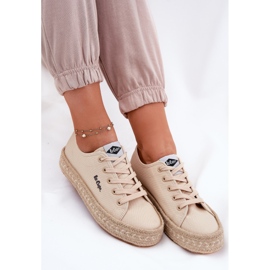 Kvinnors sneakers med Lee Cooper LCW-25-44-3215 flätan beige 5