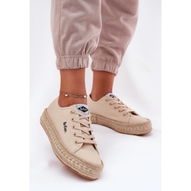Kvinnors sneakers med Lee Cooper LCW-25-44-3215 flätan beige 8