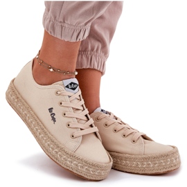 Kvinnors sneakers med Lee Cooper LCW-25-44-3215 flätan beige 9