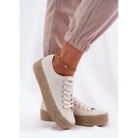 Kvinnors sneakers på plattformen med Lee Cooper LCW-25-02-3284 flätan beige 2