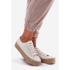Kvinnors sneakers på plattformen med Lee Cooper LCW-25-02-3284 flätan beige 5