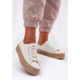 Kvinnors sneakers på plattformen med Lee Cooper LCW-25-02-3284 flätan beige 6