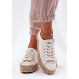 Kvinnors sneakers på plattformen med Lee Cooper LCW-25-02-3284 flätan beige 7