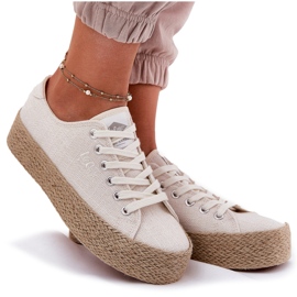 Kvinnors sneakers på plattformen med Lee Cooper LCW-25-02-3284 flätan beige 9