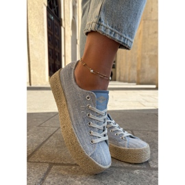 Kvinnors sneakers på plattformen med Lee Cooper LCW-25-02-3283 Blue Braid blå 3