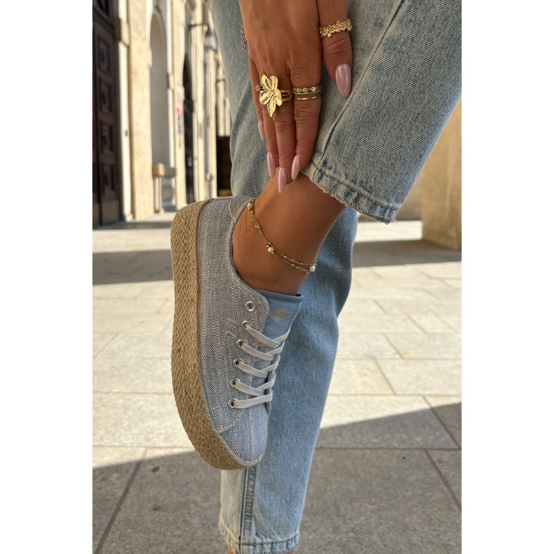 Kvinnors sneakers på plattformen med Lee Cooper LCW-25-02-3283 Blue Braid blå 2