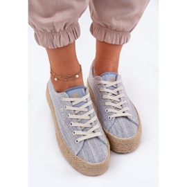 Kvinnors sneakers på plattformen med Lee Cooper LCW-25-02-3283 Blue Braid blå 4