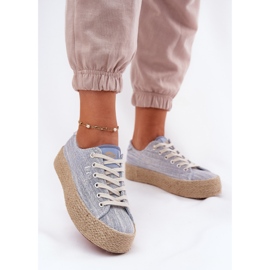 Kvinnors sneakers på plattformen med Lee Cooper LCW-25-02-3283 Blue Braid blå 9