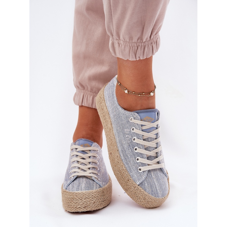 Kvinnors sneakers på plattformen med Lee Cooper LCW-25-02-3283 Blue Braid blå 1