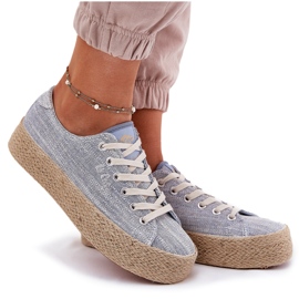 Kvinnors sneakers på plattformen med Lee Cooper LCW-25-02-3283 Blue Braid blå 10
