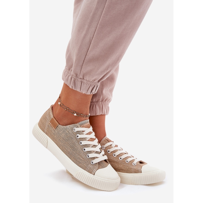 Kvinnors material sneakers Big Star RR274795 Beige 1
