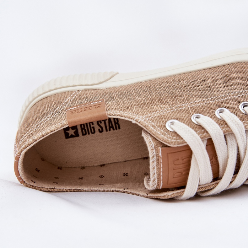 Kvinnors material sneakers Big Star RR274795 Beige 2